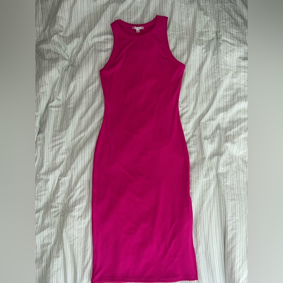 Fashion Nova Dresses & Skirts - Fashion Nova High Neck Ribbed Bodycon Midi Dress Fuchsia Pink Medium